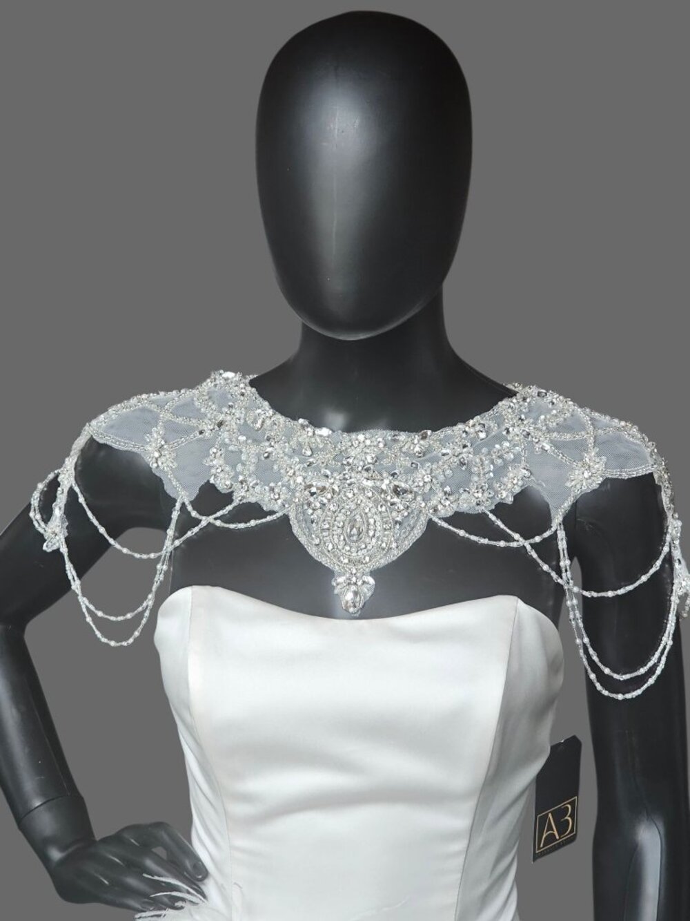 Beaded Applique Draped Shoulder Necklace/Capelet